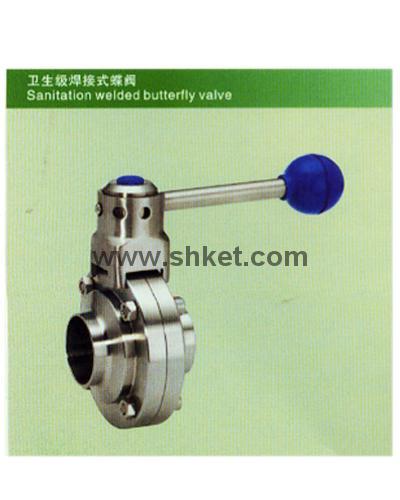 Sanitation welded butterfly valve