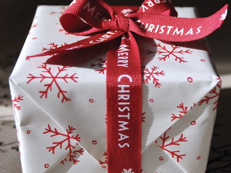 Christmas gift wrapping ribbon