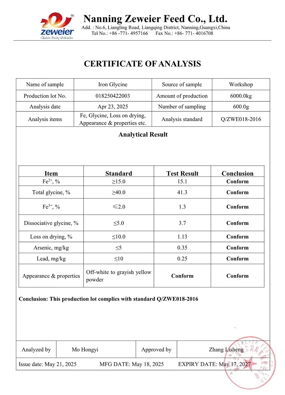 COA Iron Glycine I