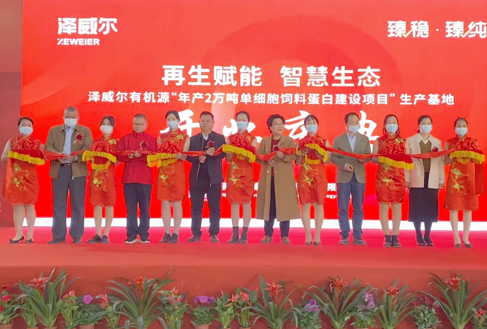 The 20,000 tons per year feed protein base was completed and opened