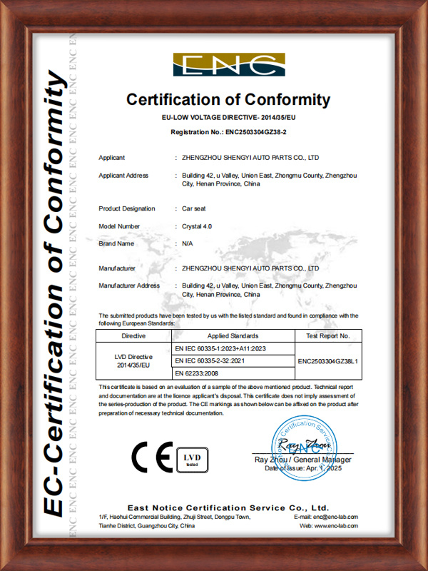 Certification of Conformity