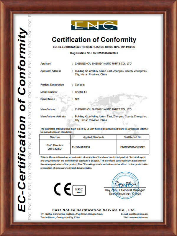 Certification of Conformity