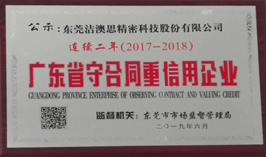 广东省守合同重信用企业