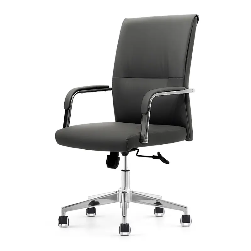 Modern Simple Mid Leatherhome Office boss Commercial Ergonomic Executive Commercial Furniture Staff Black Swivel Arm Chair