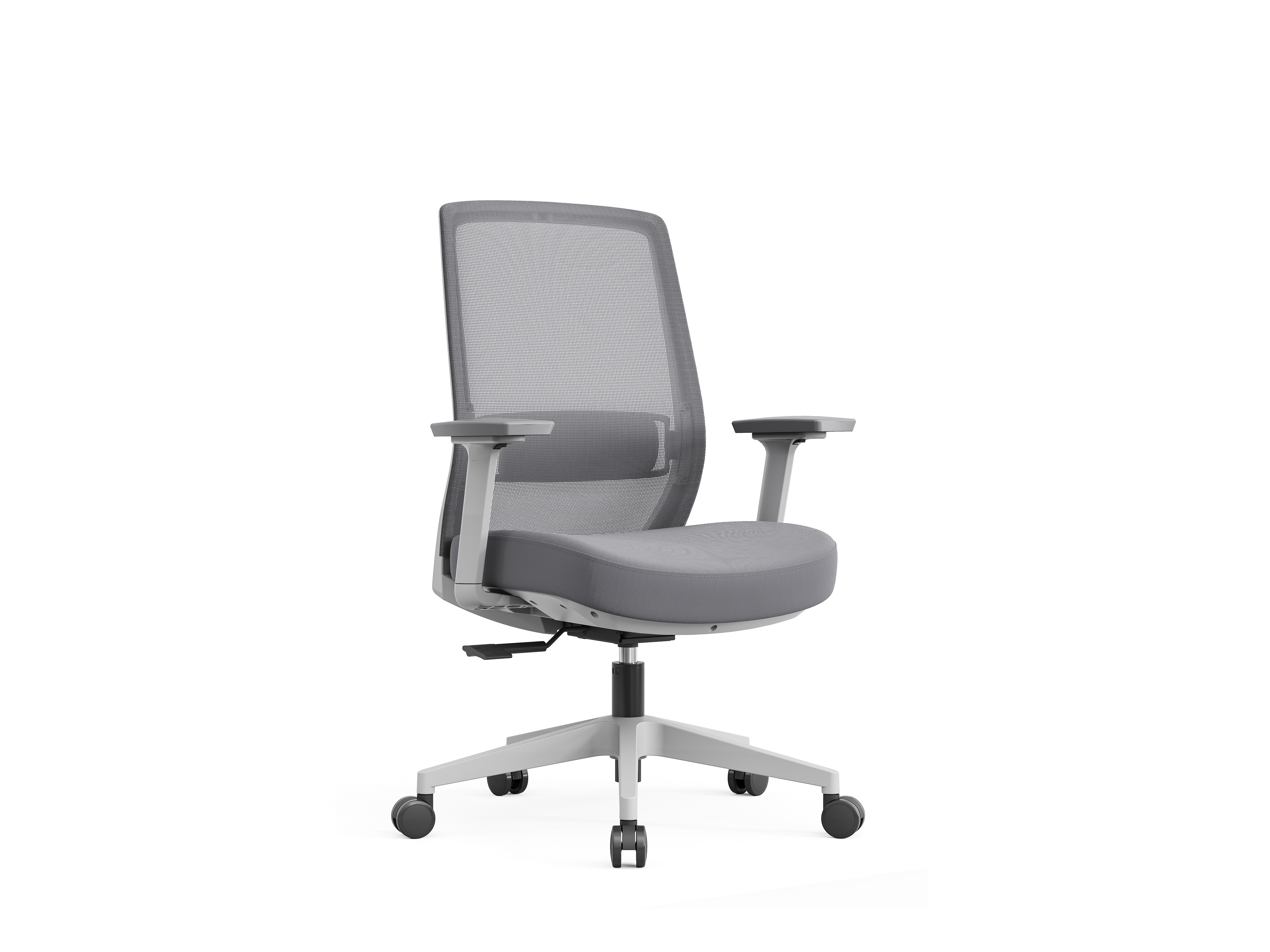 Office Desk Computer Chair Ergonomic Mesh Gaming Mid-Back Seat with Comfortable Lumbar Support Adjustable Height Swivel Suitable for Home Office-B619-Grey