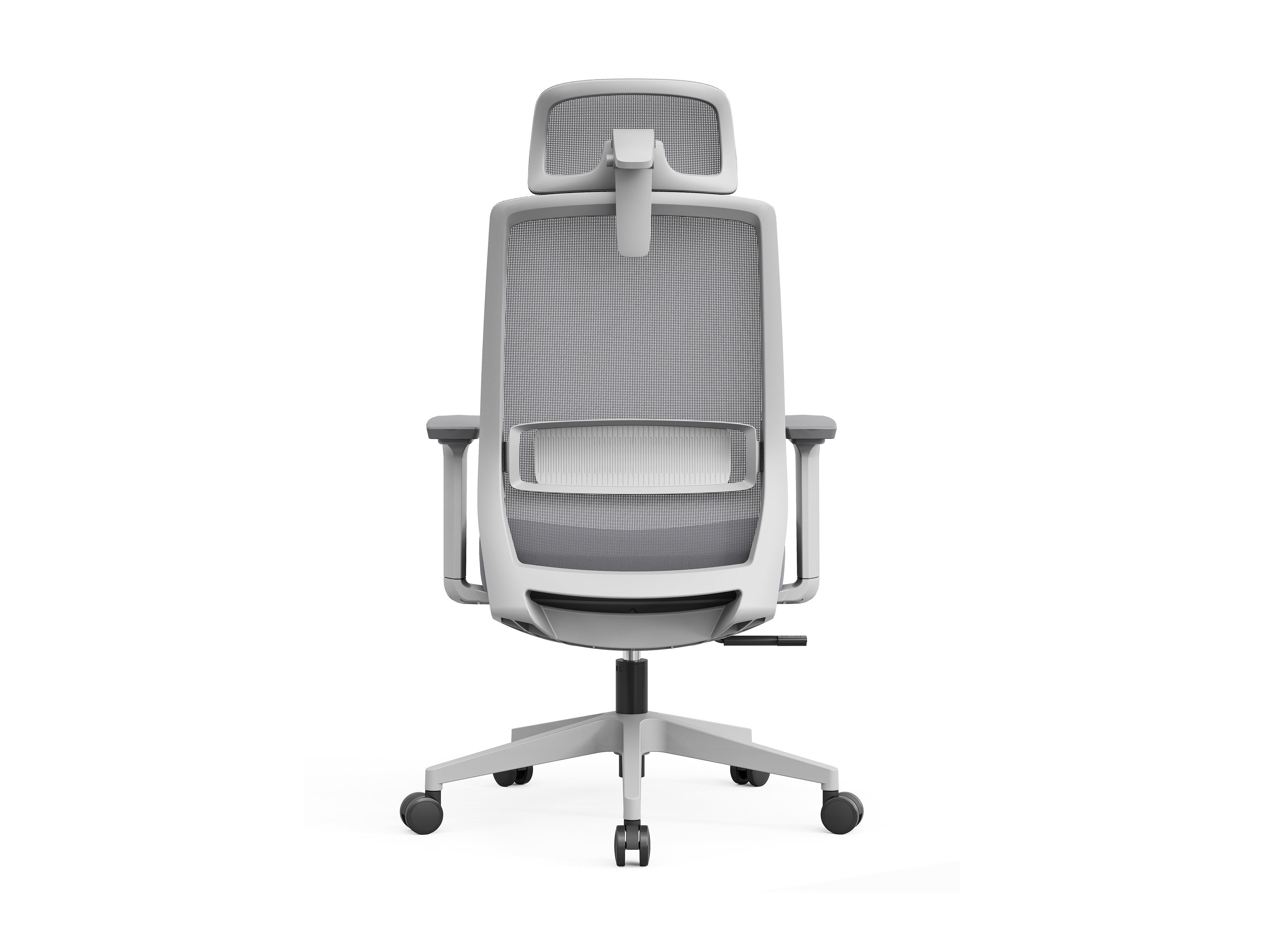Ergonomic mesh office chair, adjustable waist high back desk chair PU wheels, swivel and rolling computer chair, suitable for long-term desk work-A619S-Grey