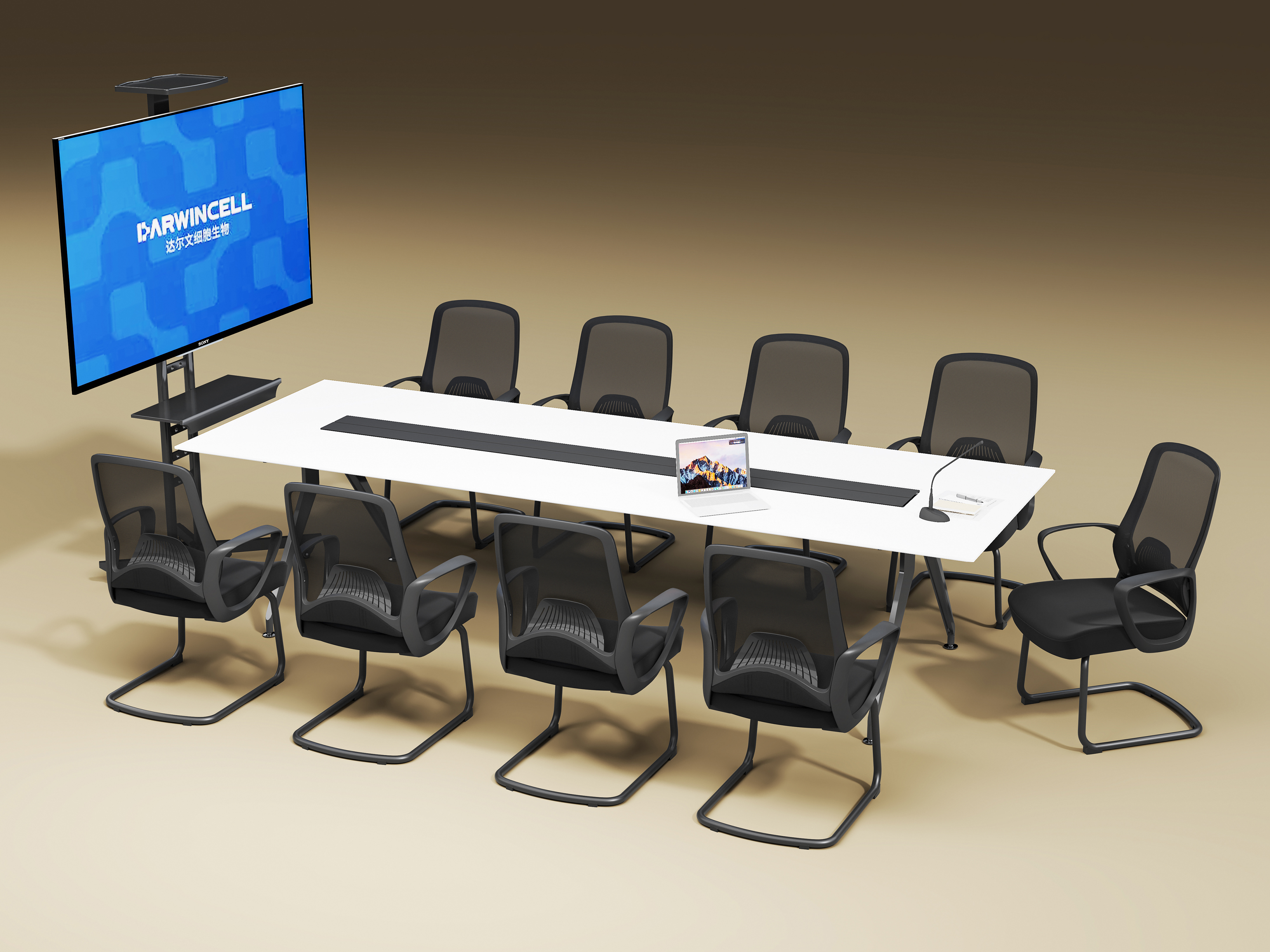 Mid-Back Fixed Height Conference Chair with Armrests - D911 Black