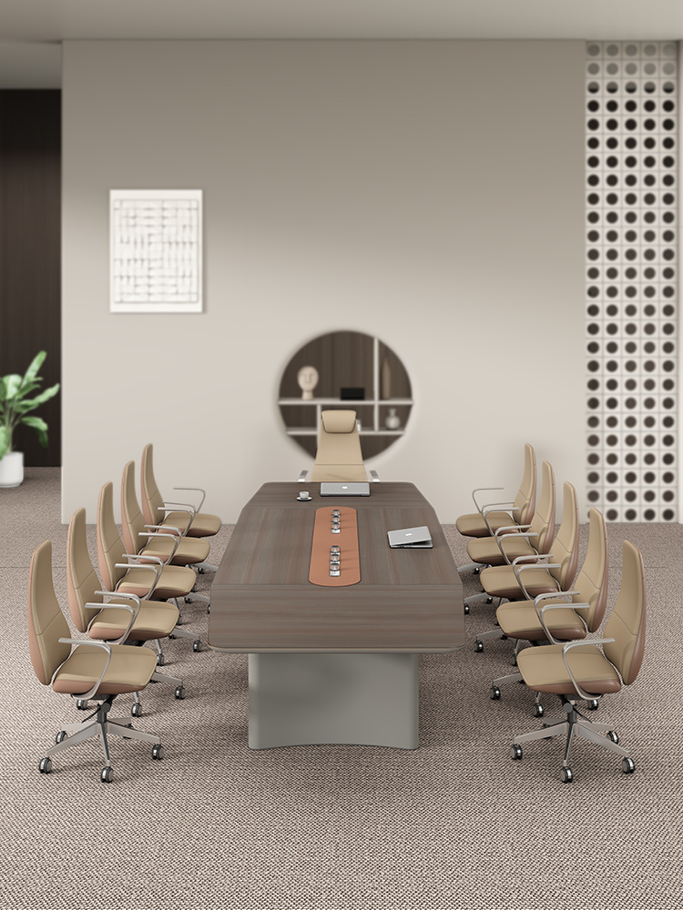 The color and length of the rectangular round-cornered group conference table can be customized