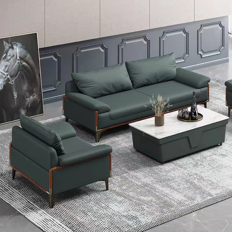 Italy Modern European Design Lead U Shape Small Apartment Sectional Sofa Set Living Room Furniture Office Sofa Set Couch