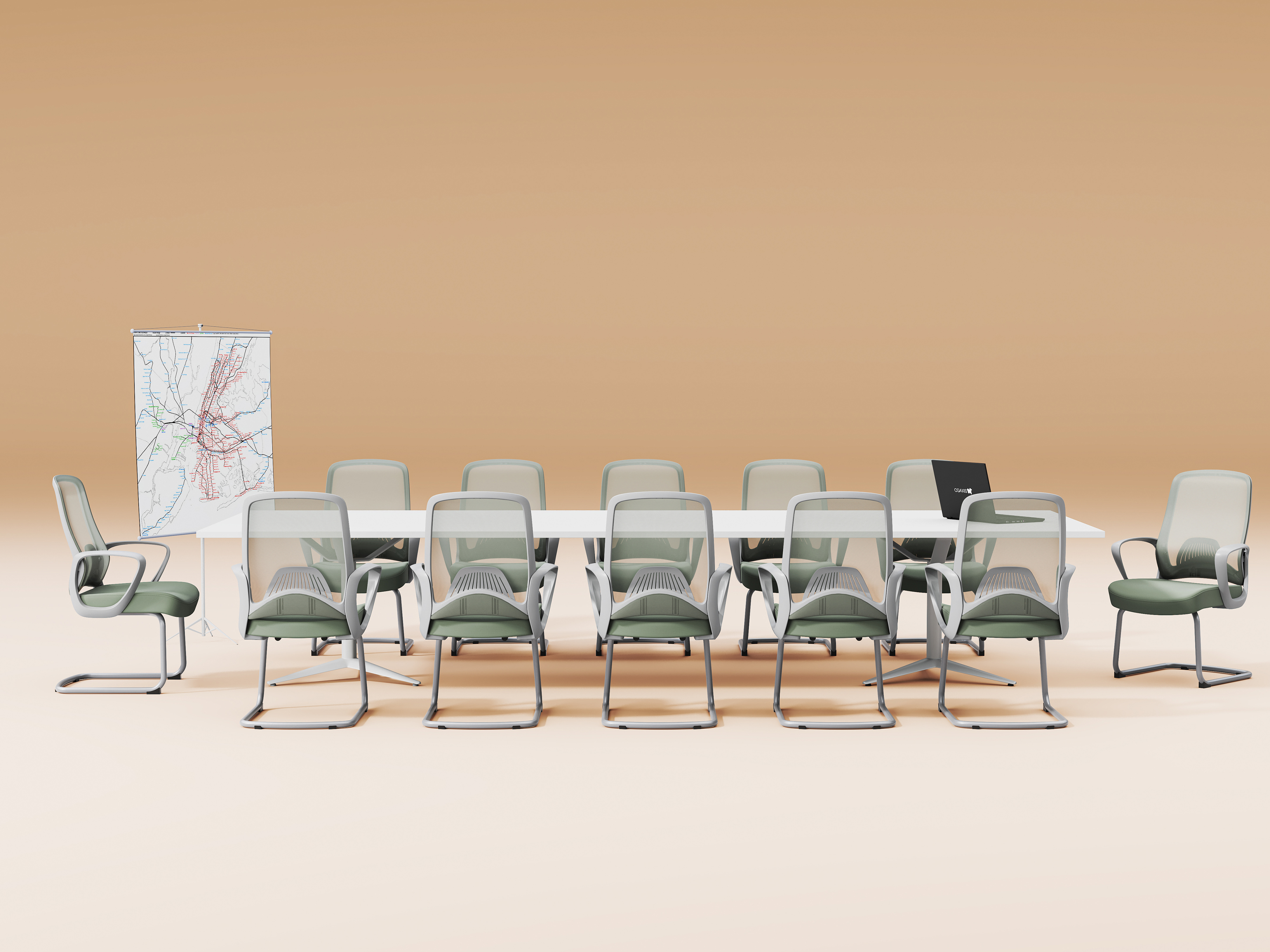 Mid-Back Fixed Height Conference Chair with Armrests - D911Grey