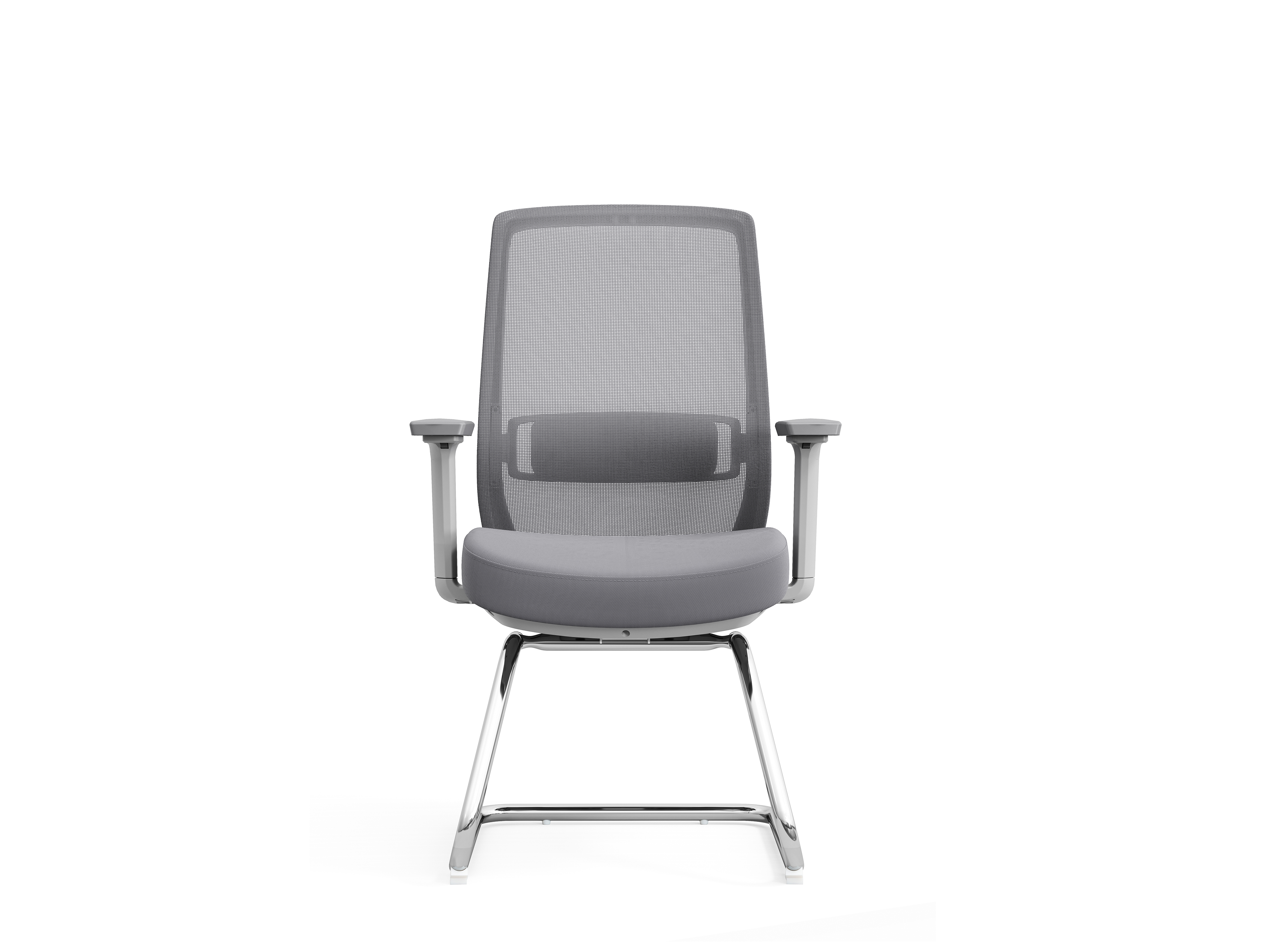 Conference Room Meeting Chair Ergonomic Mesh Gaming Mid-Back Seat with Comfortable Lumbar Support Fixed Tripod Fixed Height Suitable for Company Conference Rooms - D619 - Gray