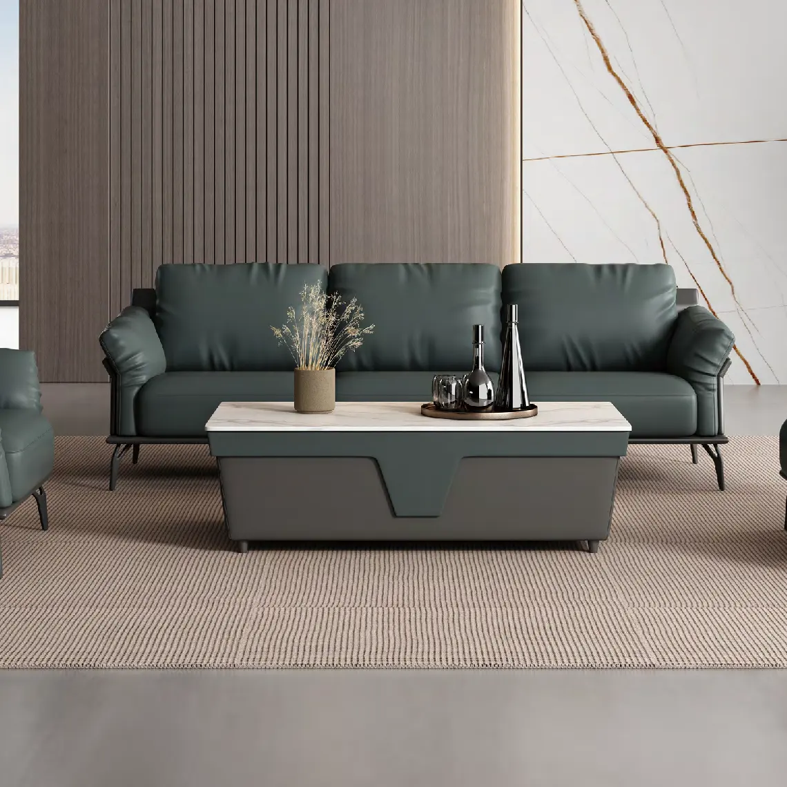 European Luxury Elegant Apartment Living Room Couch 6 Seater Sectional Leather Sofa Set Office Large Sofa for Living Room