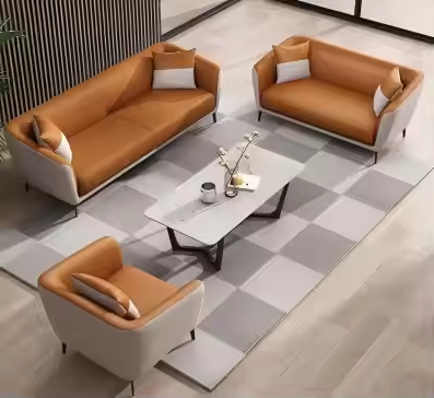 Office Sofa Manufacturer Simple Design Sofa Set Modern Italian Minimalist Leather Business Reception Leisure Furniture