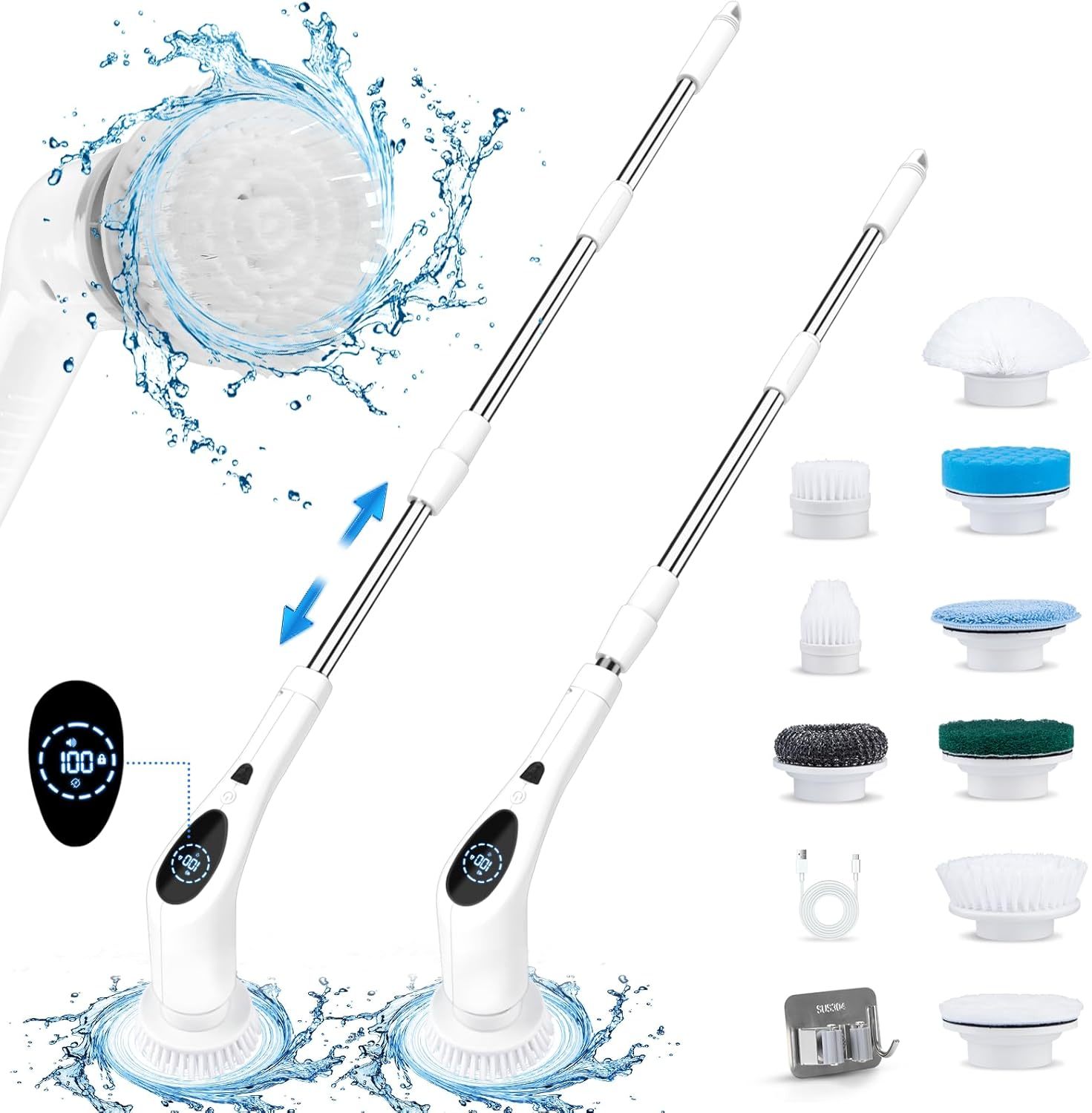 New 9 in 1 Electric Cleaning Brush With  Replaceable Brush Heads