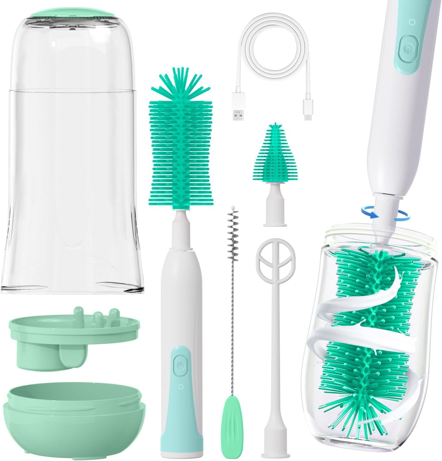 Multifunctional Electric Bottle Brush With Replacement Brush Head