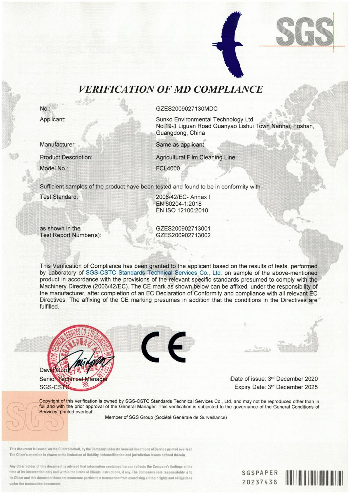 CE Certificate For Agricultural Film Production Line