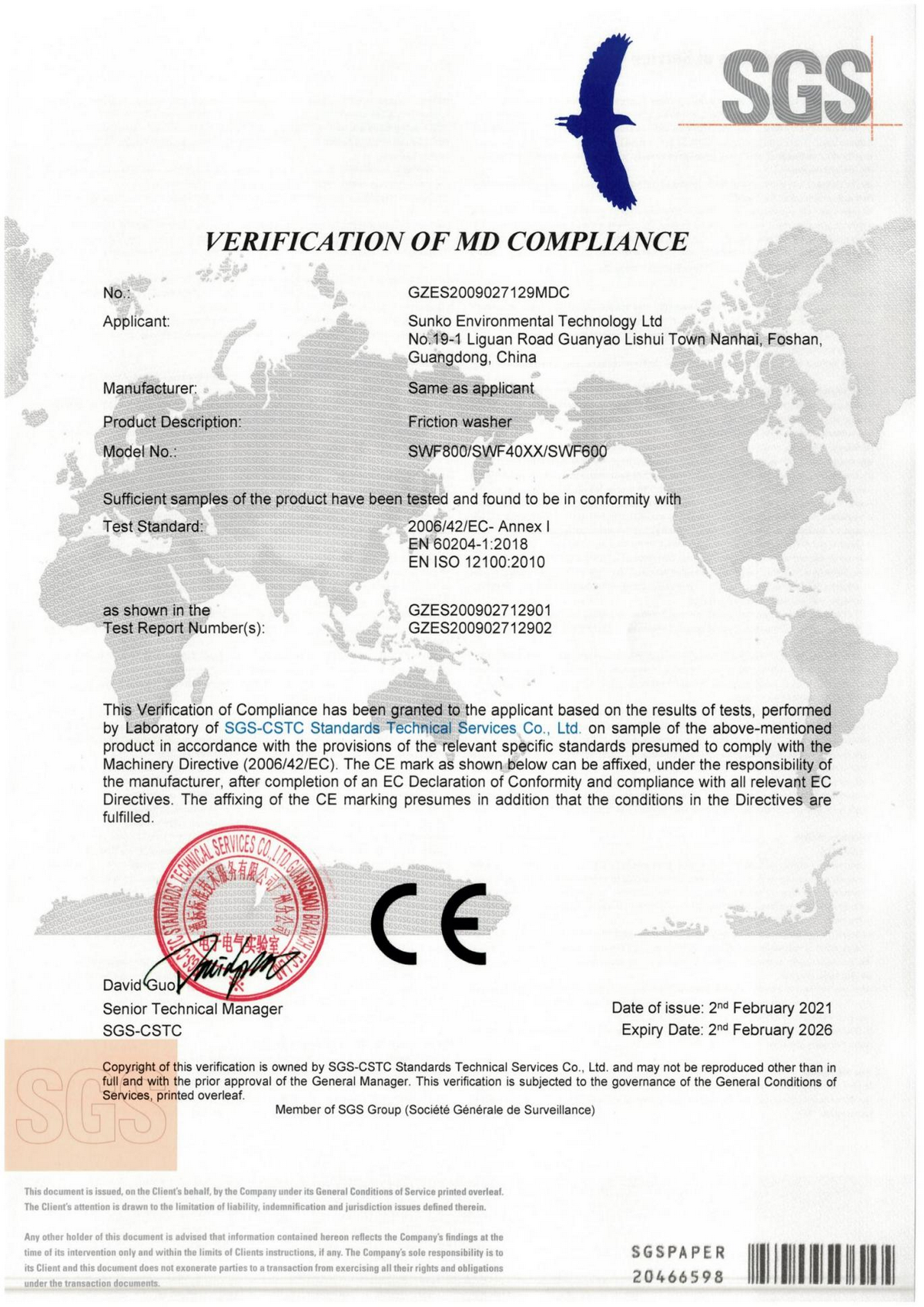 Friction Machine CE Certificate