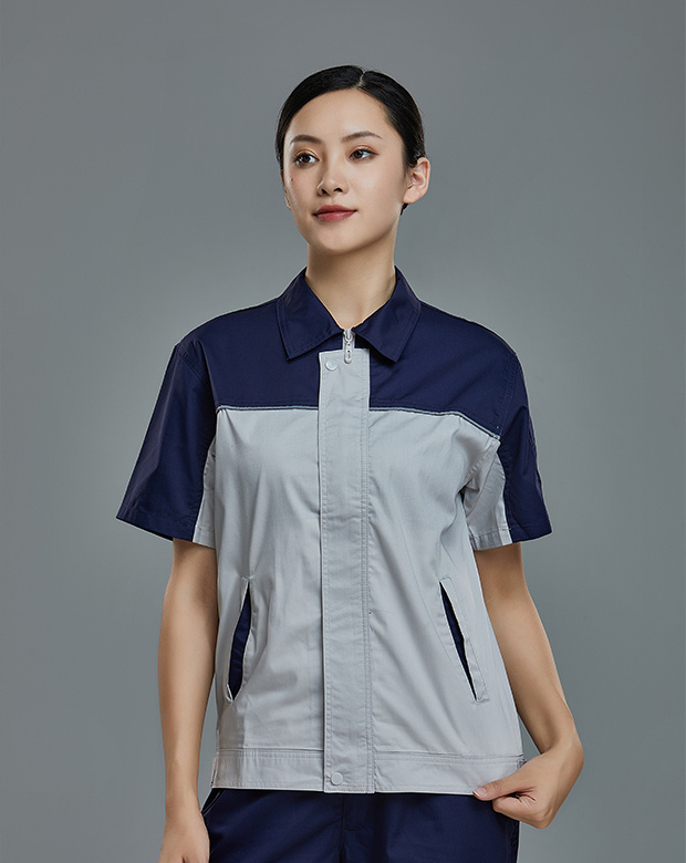 拼色短袖工作服