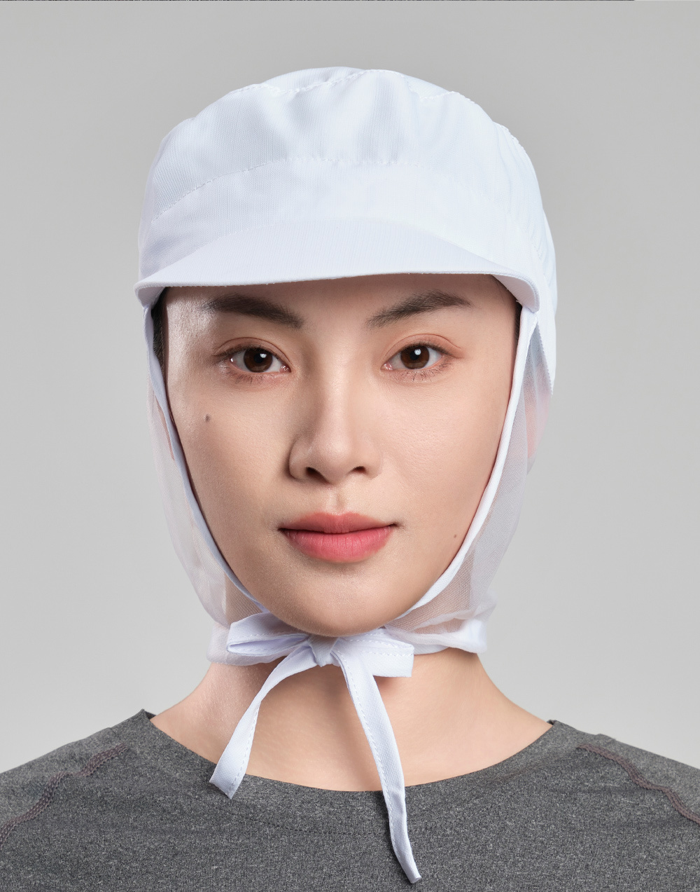 系绳鸭舌网披帽