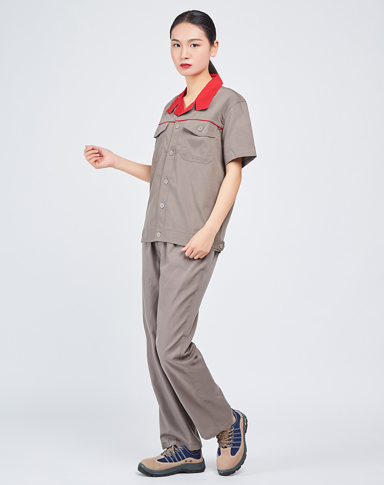短袖拼色工装