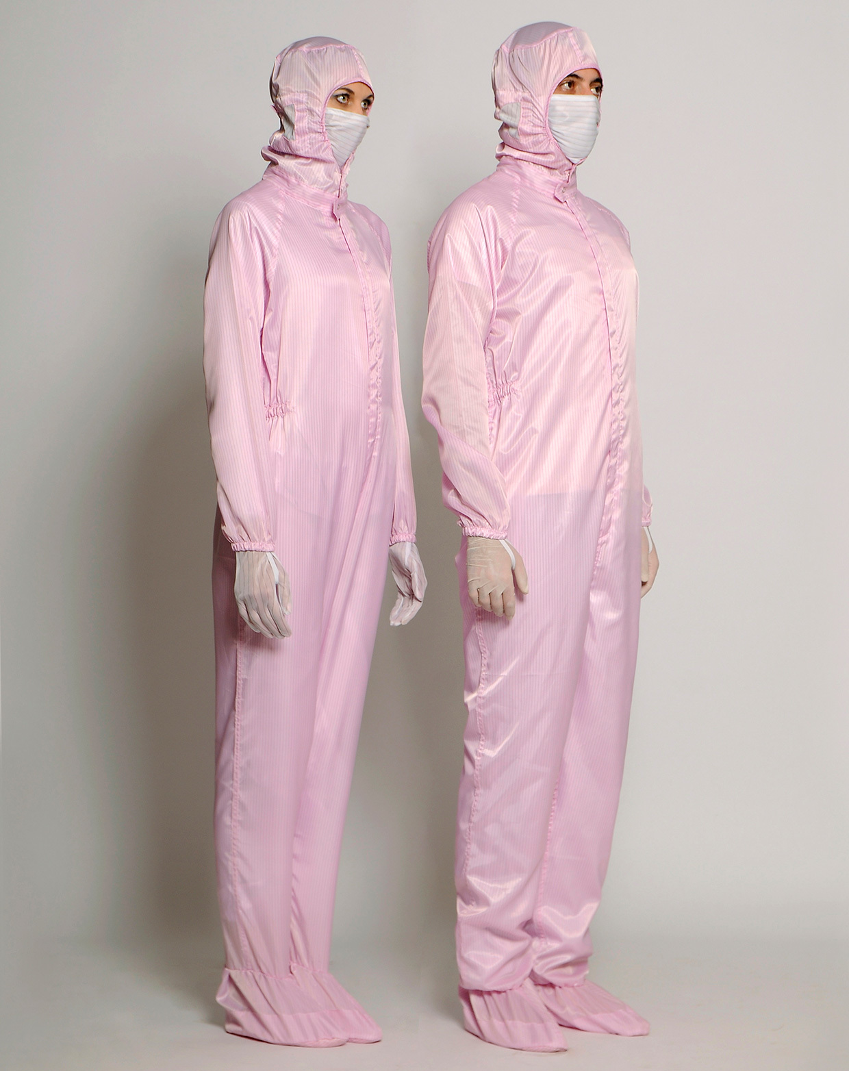 防静电洁净服 全连体 粉红色