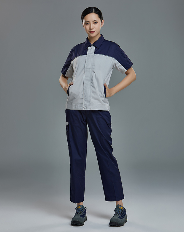拼色短袖工作服