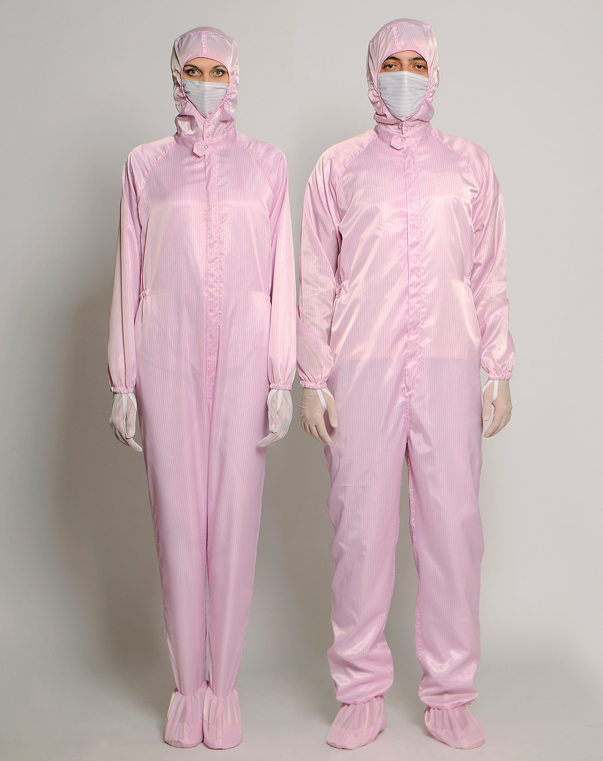 防静电洁净服 全连体 粉红色