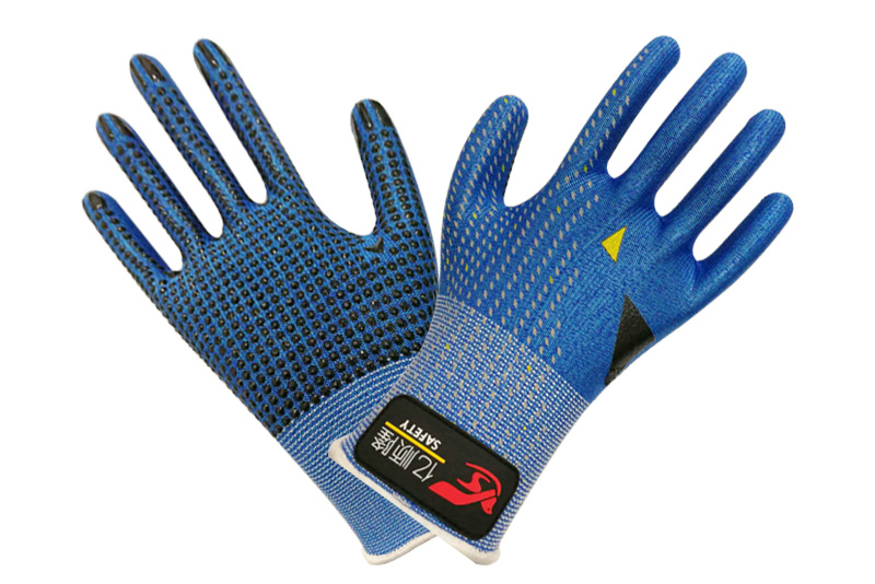 Knitted offset point plastic gloves series-knitted rubberized offset gloves