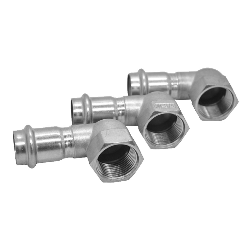 304 stainless steel double quick-installation compression 90-degree internal thread short elbow thin-walled variable diameter stainless steel internal thread water pipe fittings