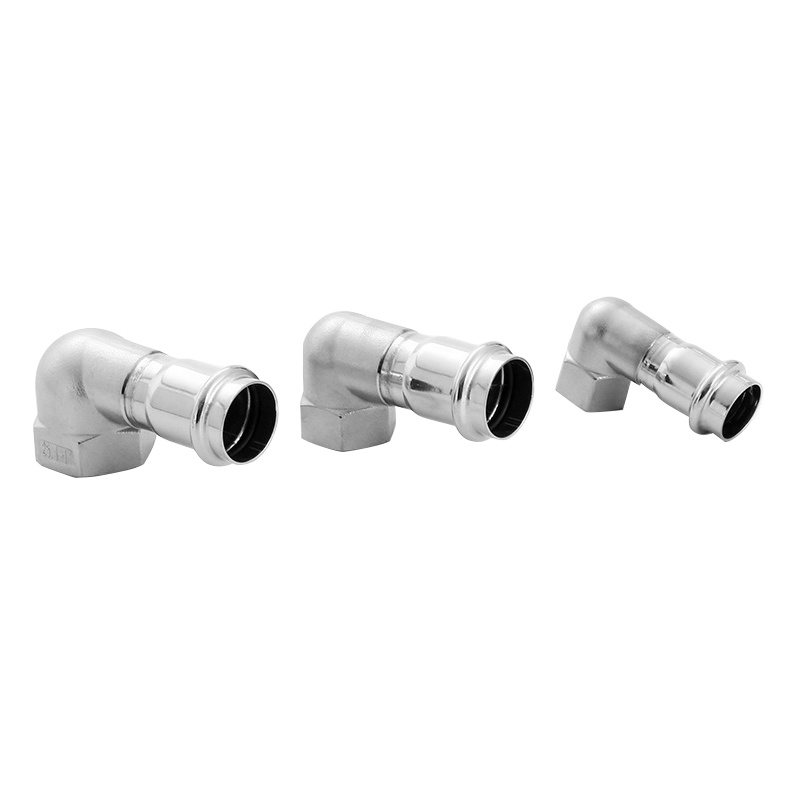 304 stainless steel double quick-installation compression 90-degree internal thread short elbow thin-walled variable diameter stainless steel internal thread water pipe fittings