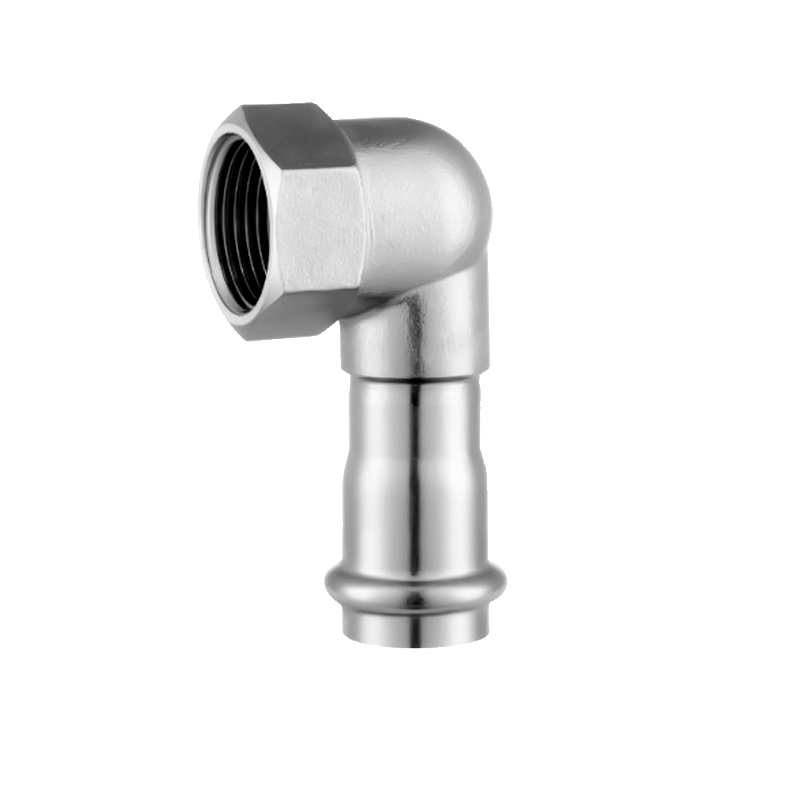 304 stainless steel double quick-installation compression 90-degree internal thread short elbow thin-walled variable diameter stainless steel internal thread water pipe fittings