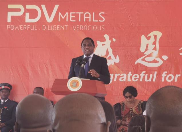 赞比亚总统希奇莱马出席江西乐动官方网页版二建承建项目PDV METALS开业庆典仪式