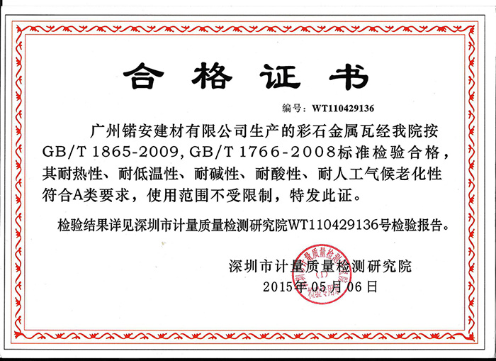 合格证书
