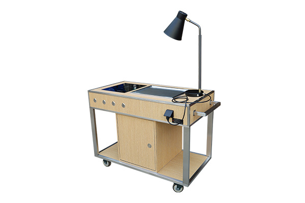 Customized Food Warming Cart With Food Heater Lamp And Induction Cooker Equipment