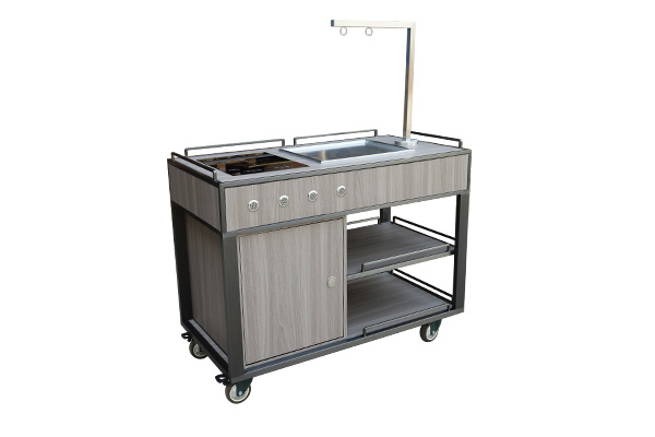 Hotel catering trolley induction cooking service trolley