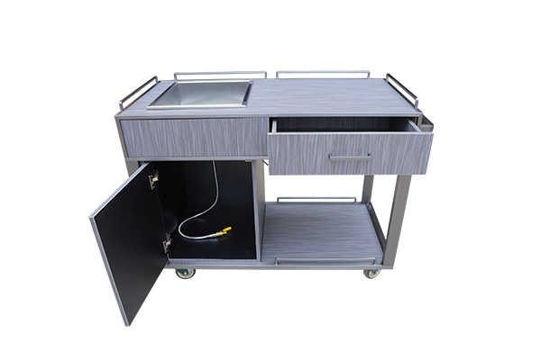 Star hotel custom wine service cart with ice tray and wine glass holder