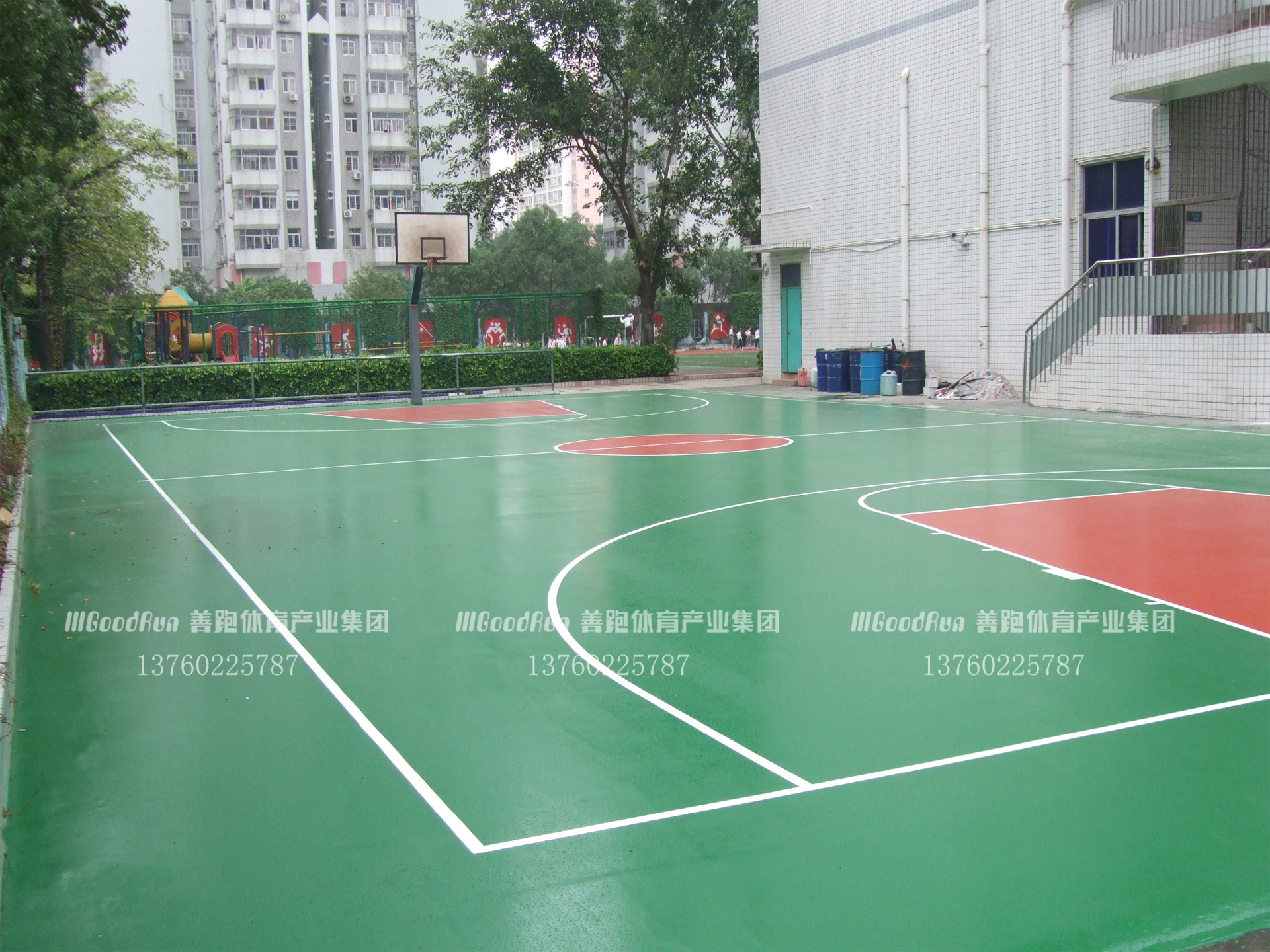 深圳市福田區(qū)景蓮小學(xué)，硅pu球場施工