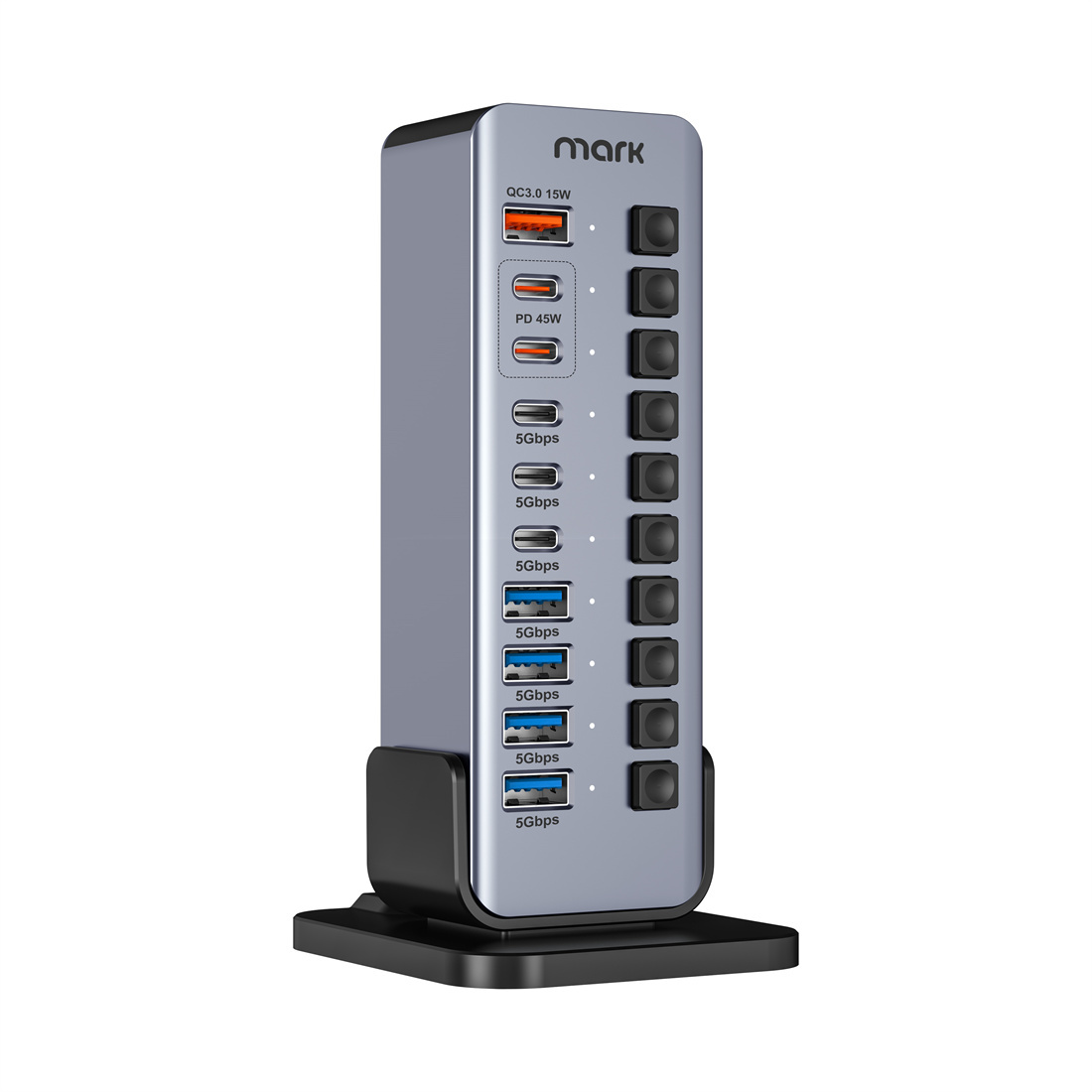 USB C Tower Hub Desk Use 10 Ports WH3707