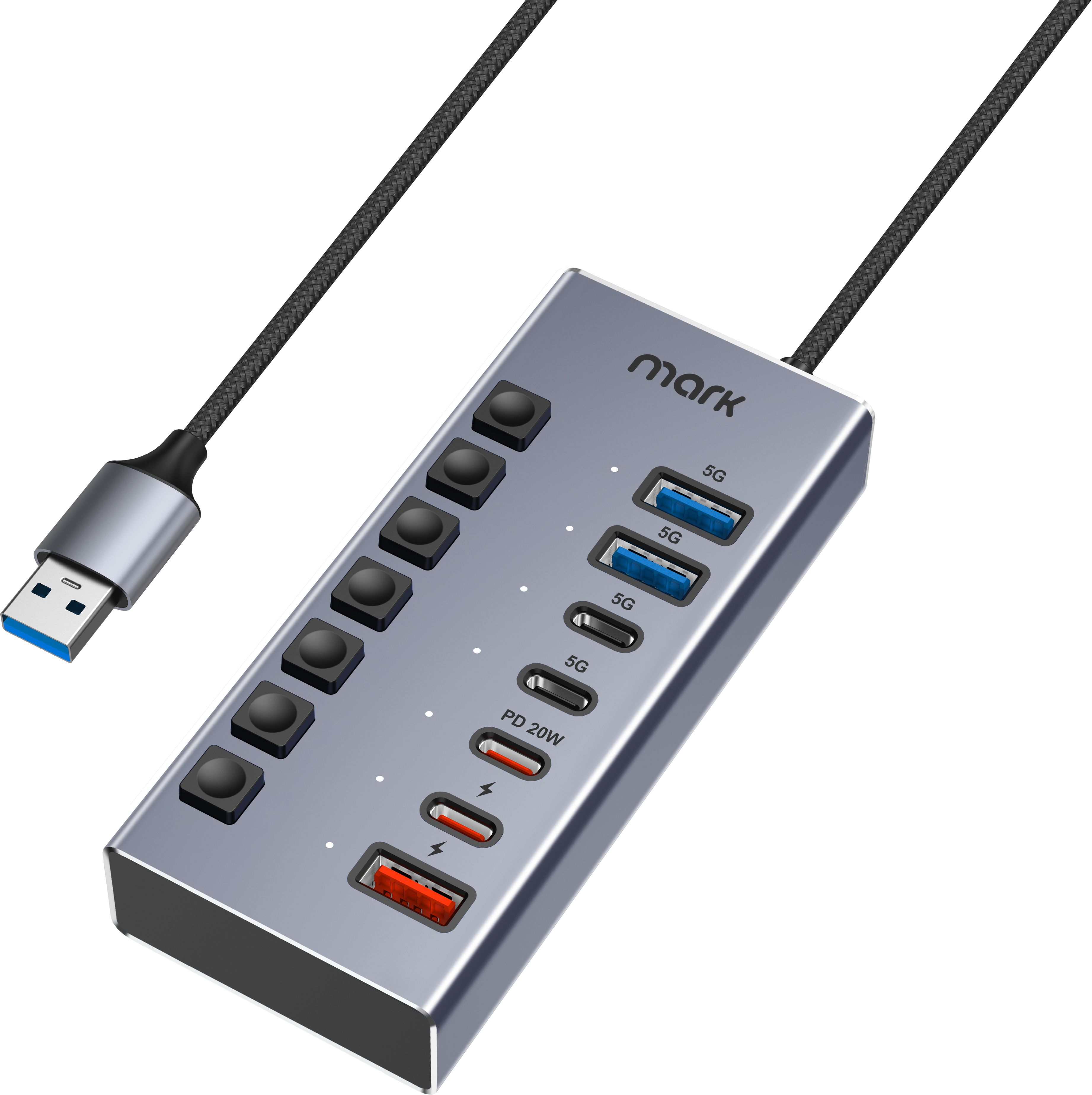 USB C Charging Desk Hub 7Ports WH3704C