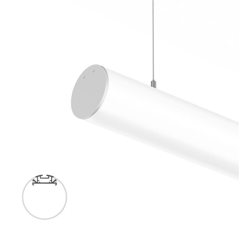 Perfil redondo de aluminio de 60 mm de diámetro para luz de tubo LED
