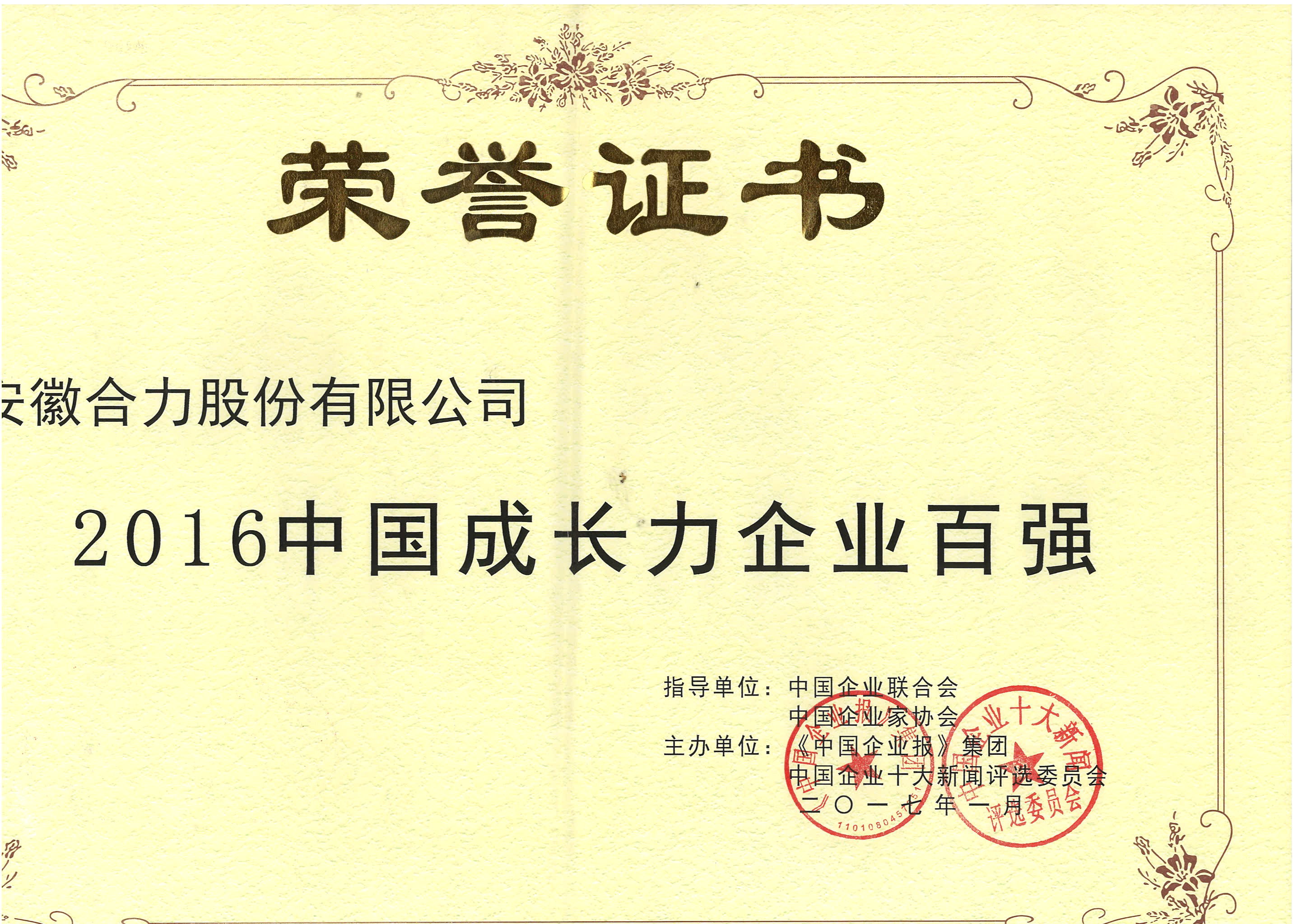 2016中国成长力企业百强
