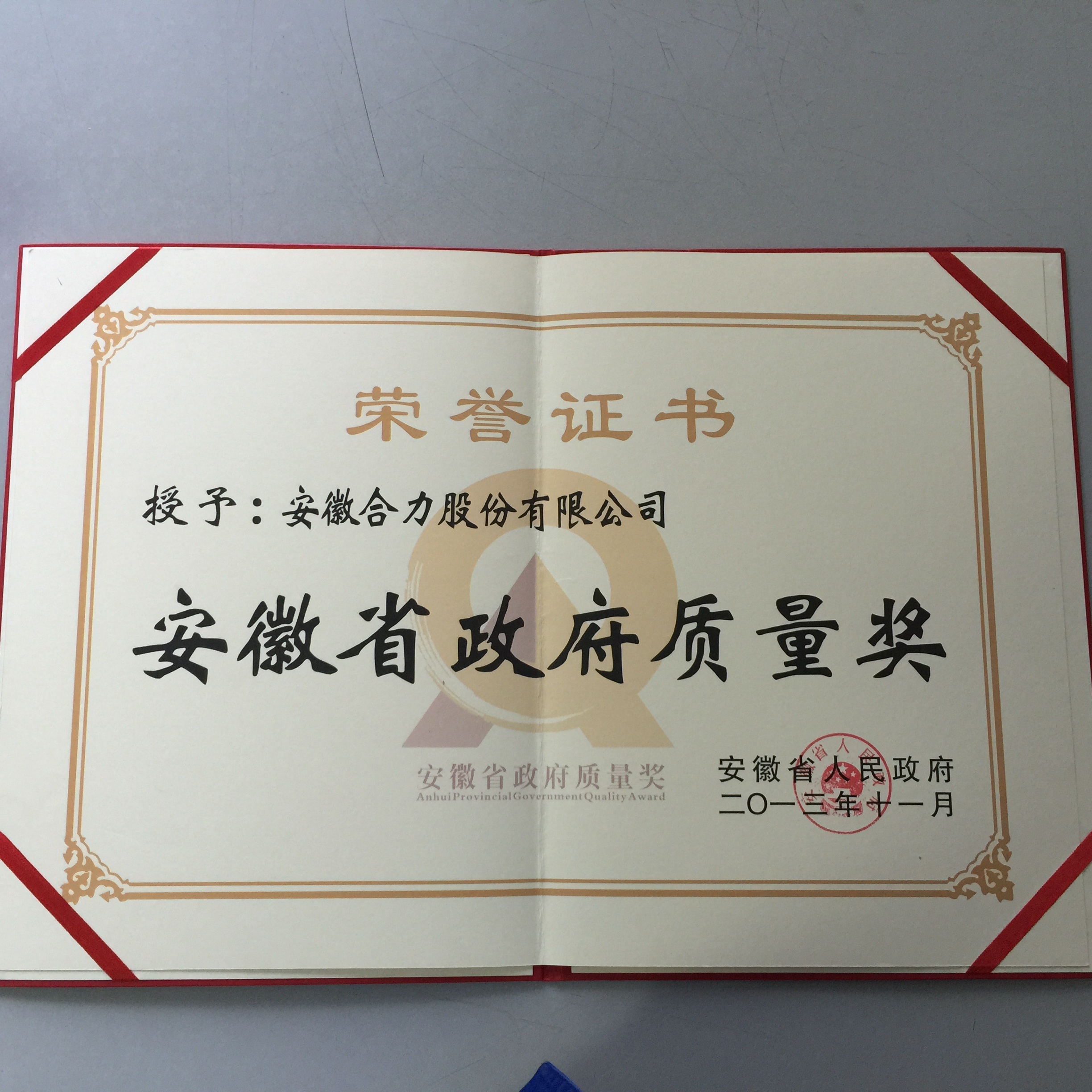 2013 安徽省政府质量奖