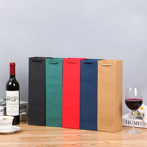 Wine Bottles Paper Bag Gift Packaging Tote Shopping Package Kraft Paper Bag custom logo