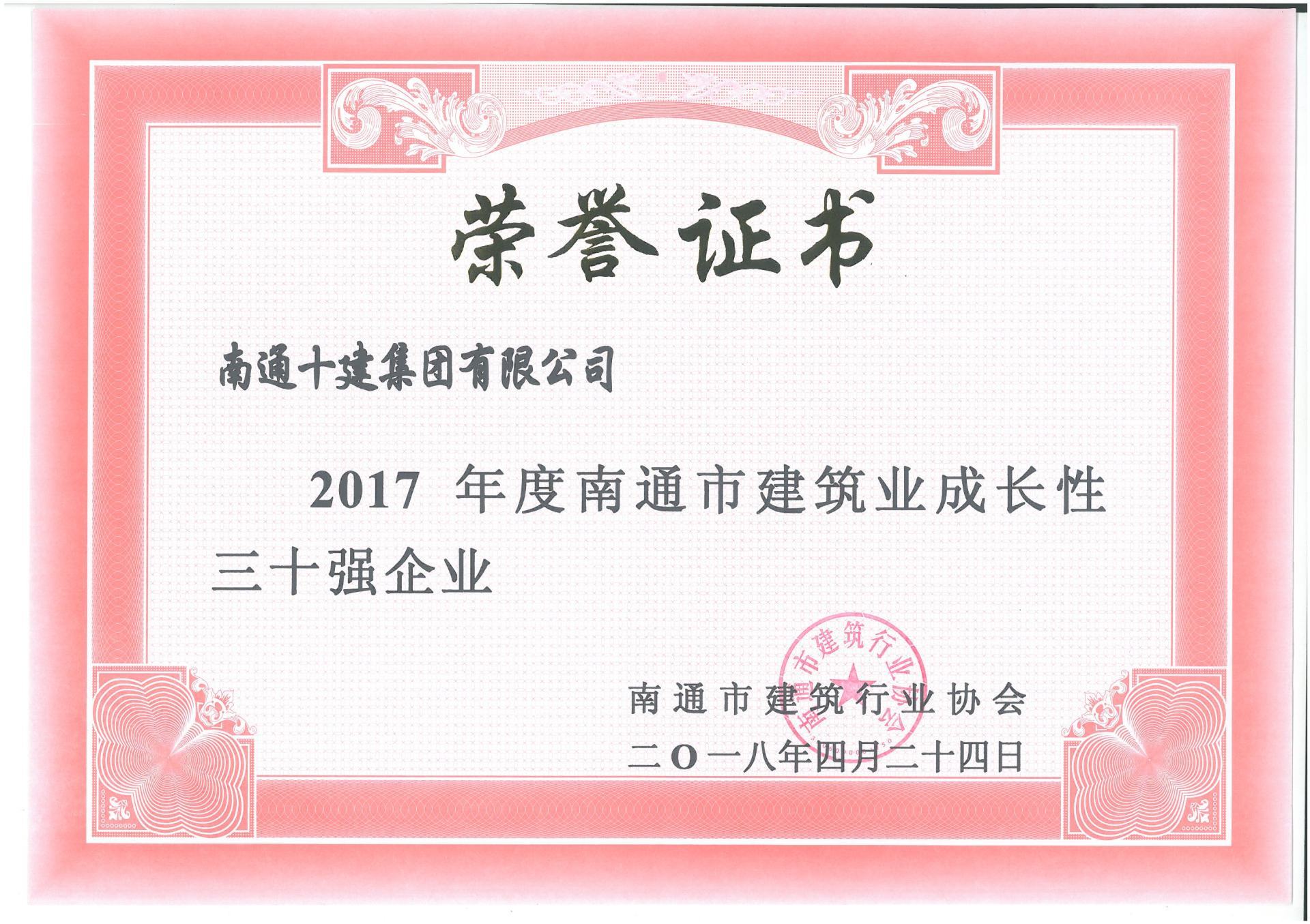 2017年度南通市成長性三十強(qiáng) 2017年度南通市成長性三十強(qiáng)