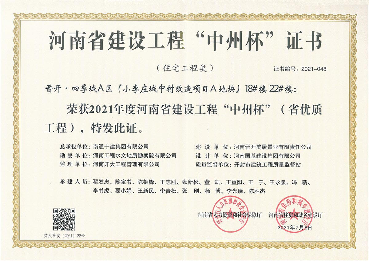 2021年度晉開四季城河南省中州杯