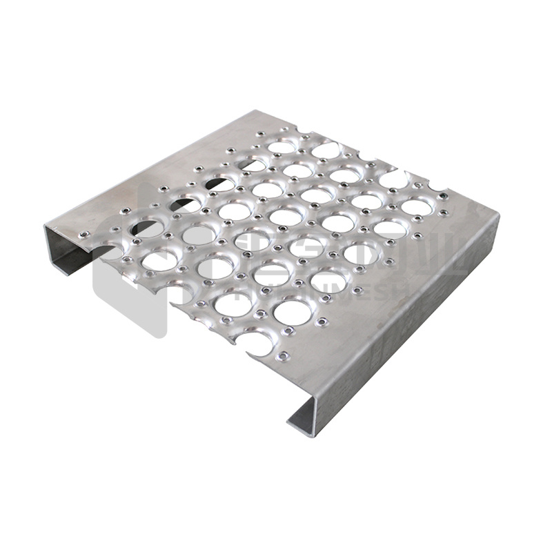 Perf-O Grip Safety Grating offers a unique surface of large debossed holes and perforated buttons providing maximum slip protection and performance