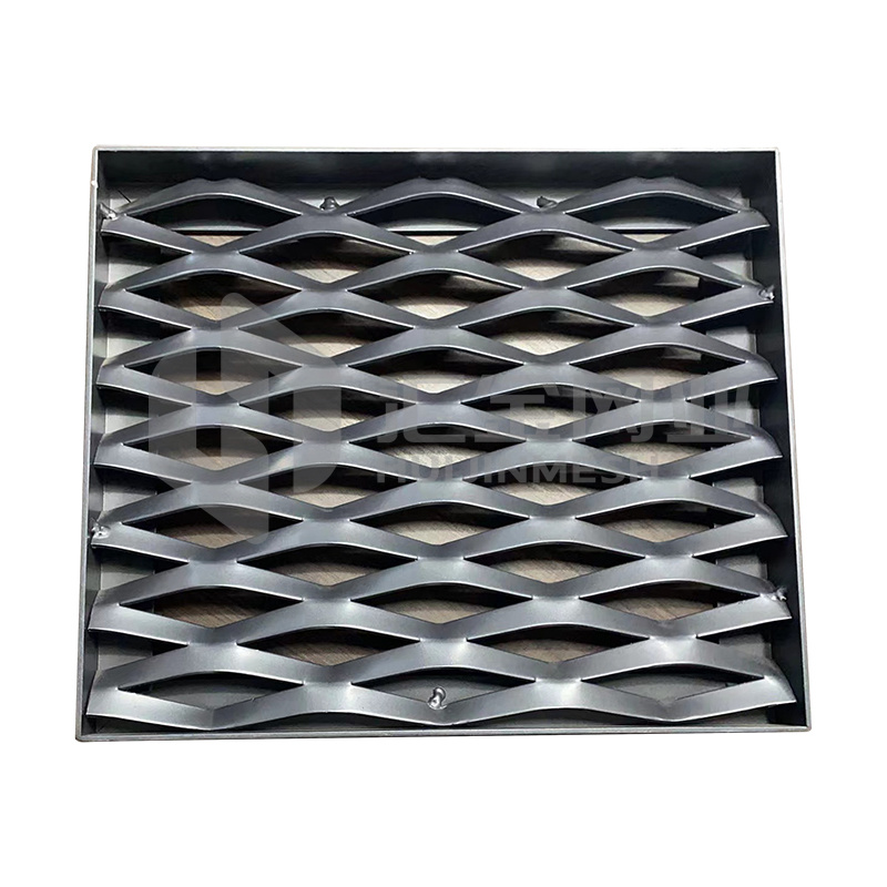 PVDF painting dark grey expanded mesh with L angle frame