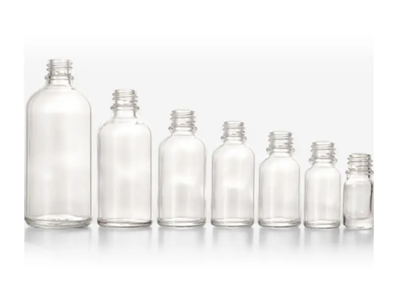 Transparent essential oil glass bottles