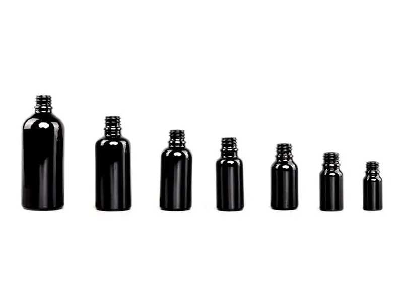 Black essential oil glass bottles