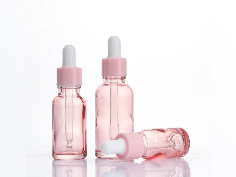 Pink essential oil glass bottles